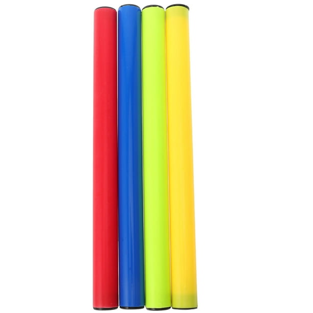 4 bastones de plástico para relevos de atletismo, herramientas de competición de carreras (color aleatorio)