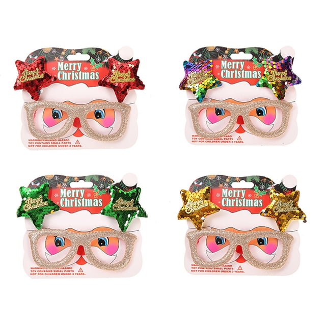 Paquete de 4 gafas de fiesta de Navidad, decoración navideña, montura de gafas para disfraz, decoración de fiesta, regalo de Navidad