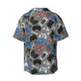 thumbnail image 2 of Xecao offers the Video Game for Men's Casual Short-sleeved Shirt, a button-up collared shirt with a pocket, perfect for beach vacations and yacht travel in the Medium size., 2 of 7