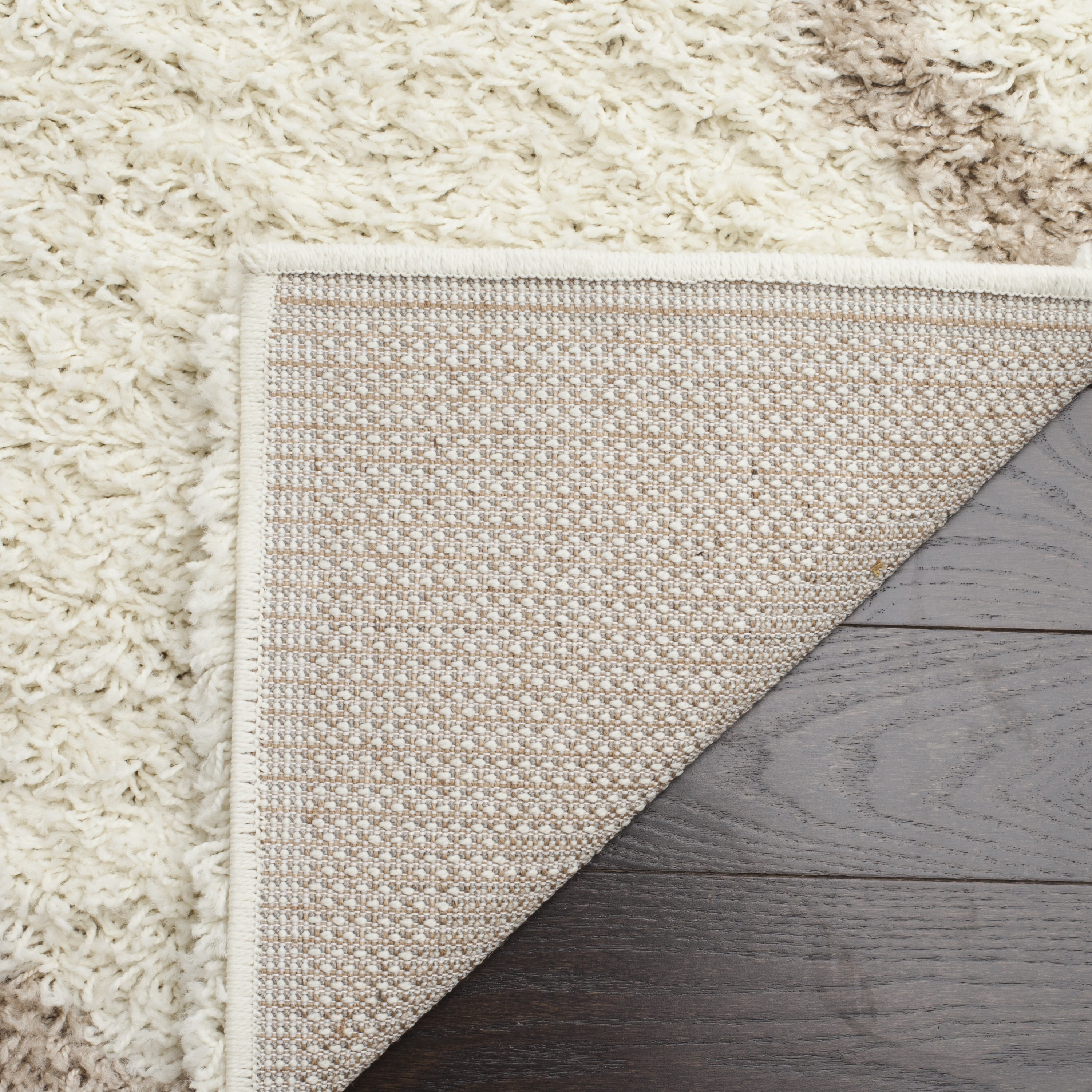 SAFAVIEH Dallas Logan Geometric Shag Runner Rug, Ivory/Beige, 2'3" x 16'