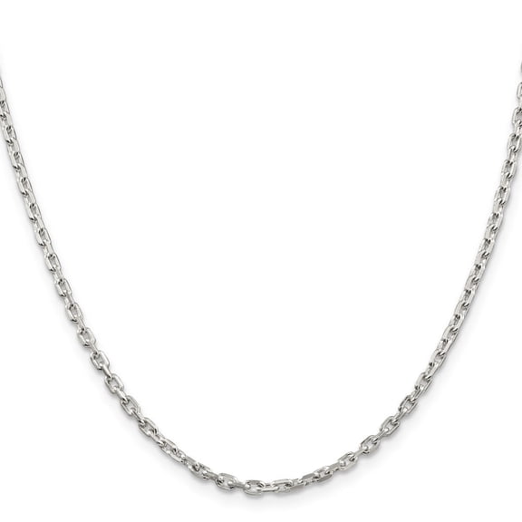 Diamond2Deal 925 Sterling Silver 2.75mm Beveled Oval Cable Chain Necklace for Women 16"