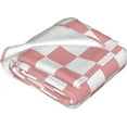Pink Checkerboard Throw Blanket Soft Cozy Plush Warm Fleece Blanket for