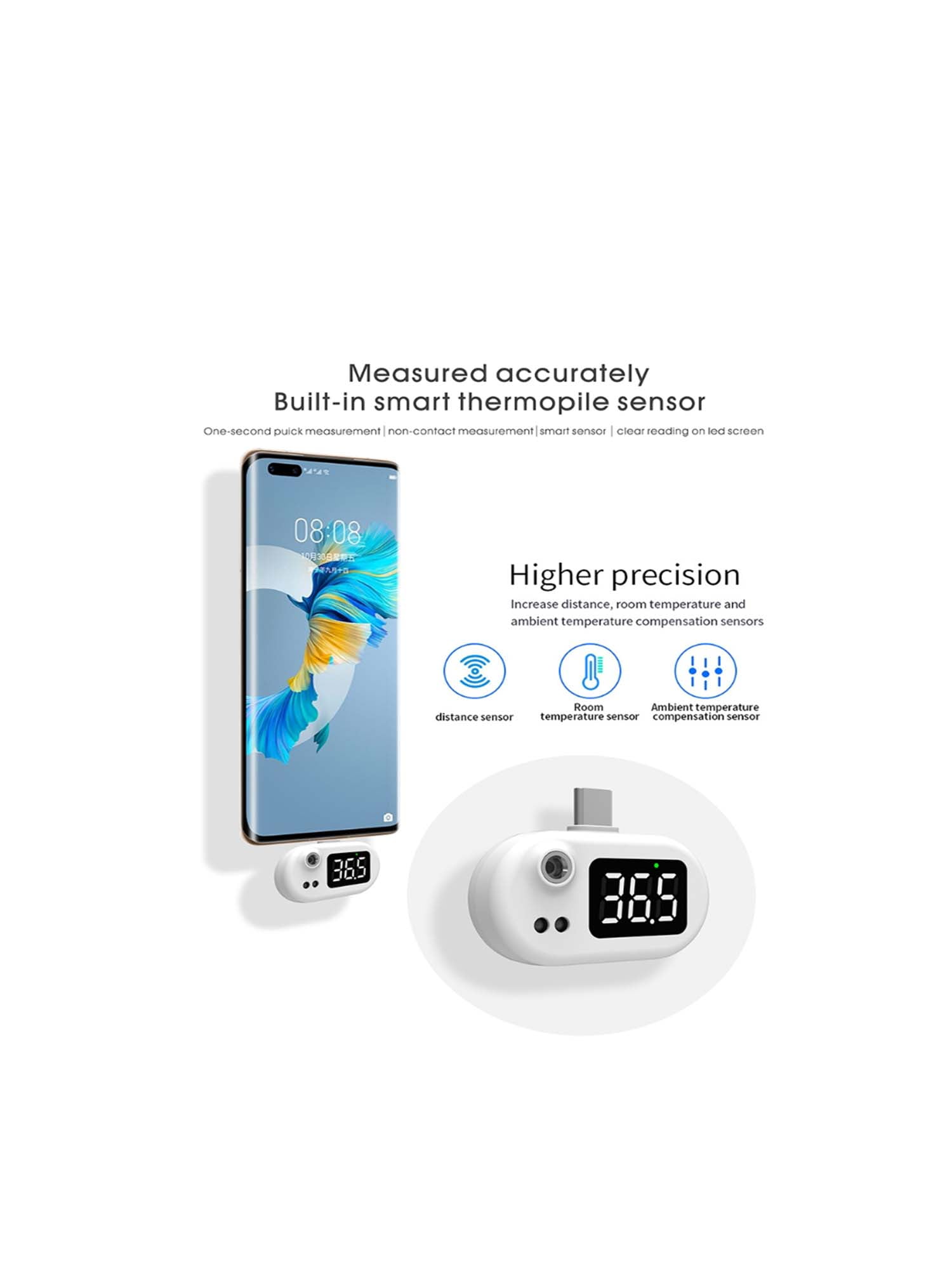 USB Mini Infrared Portable Mobile Non-Contact Thermometer (Lighting)