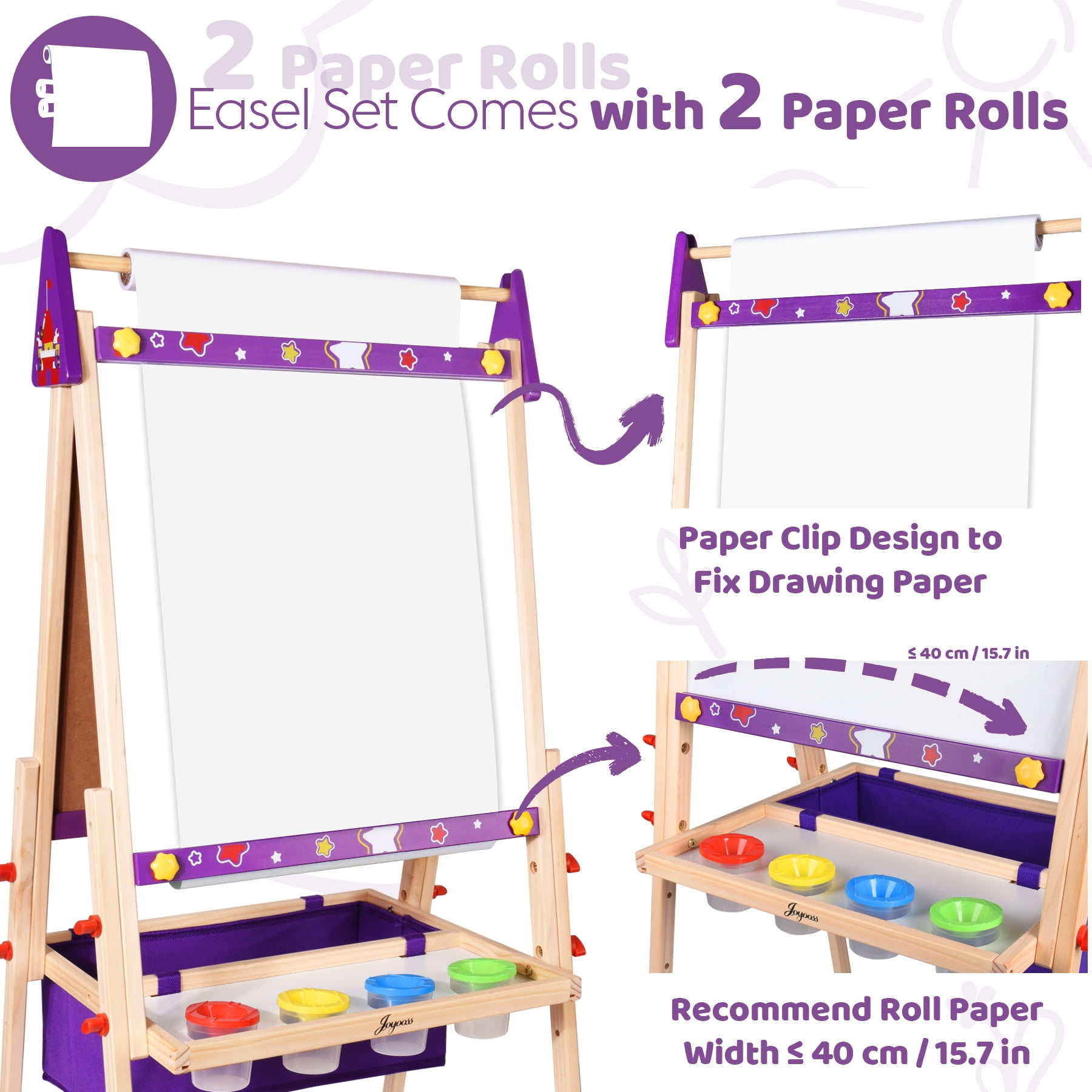JOYOOSS Kids Double-Sided Wooden Art Easel with 98+ Accessories JOY131