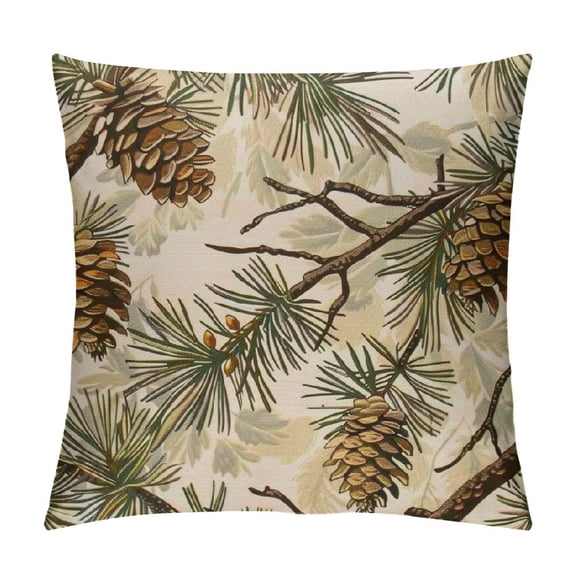Qinduosi Pine Cones Throw Pillow Covers ,Christmas Plant Linen Cushion Cases Decorative Pillow Cases for Couch Sofa Bedroom
