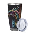 thumbnail image 2 of Salouo Dragon with Colorful Tail Print 20oz Tumbler with Lid,Stainless Steel Vacuum Insulated Tumbler Durable Insulated Coffee Mug Thermal Cup with Splash Proof Sliding Lid-Straw Three-piece Set, 2 of 8
