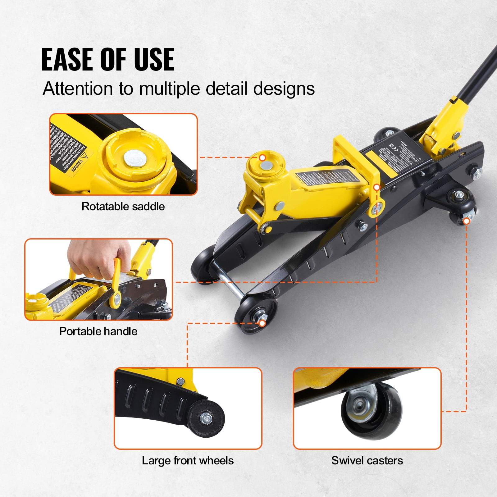 KFFKFF  Low Profile Floor Jack,2 Ton Durable Iron Hydraulic Car Lift, Includes Jack Stands, Efficient Single Piston Quick Pump, Lifting Height 4.6"-12.8"