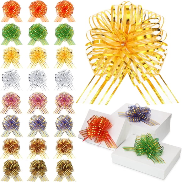 Poen 24 Piezas Grandes Lazos de Organza de 15 cm (6") para Navidad