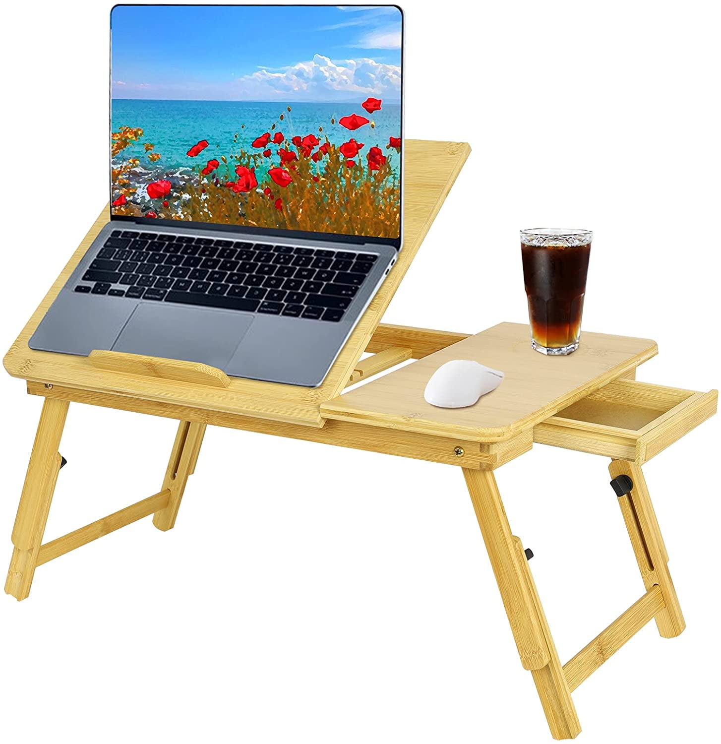 Laptop Desk High Grade Breakfast In Bed Bamboo Lap Tray Kids Floor Table New 