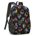 thumbnail image 2 of Colorful Headphone Black Pattern 17" School Backpacks for Teens,Waterproof Oxford Fabric,S-Shape Padded Straps for School,Travel,Hiking,Camping, 2 of 6