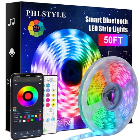 DOLIZU Led Strip Lights, 50ft Light Strips with App Control Remote, 5050 RGB Led Lights for Bedroom, Music Sync Color Changing Lights for Room Party