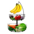 thumbnail image 2 of Auledio Houseware 2 Tier Fruit Basket Bowl with Banana Hanger for Kitchen Countertop, Detachable Fruit Vegetable Storage Holder Display for Kitchen,Black, 2 of 7