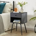 thumbnail image 6 of VECELO 3-Piece Bedroom Set with Twin Size Metal Bed Frame and 2 Gray Nightstands, 6 of 9