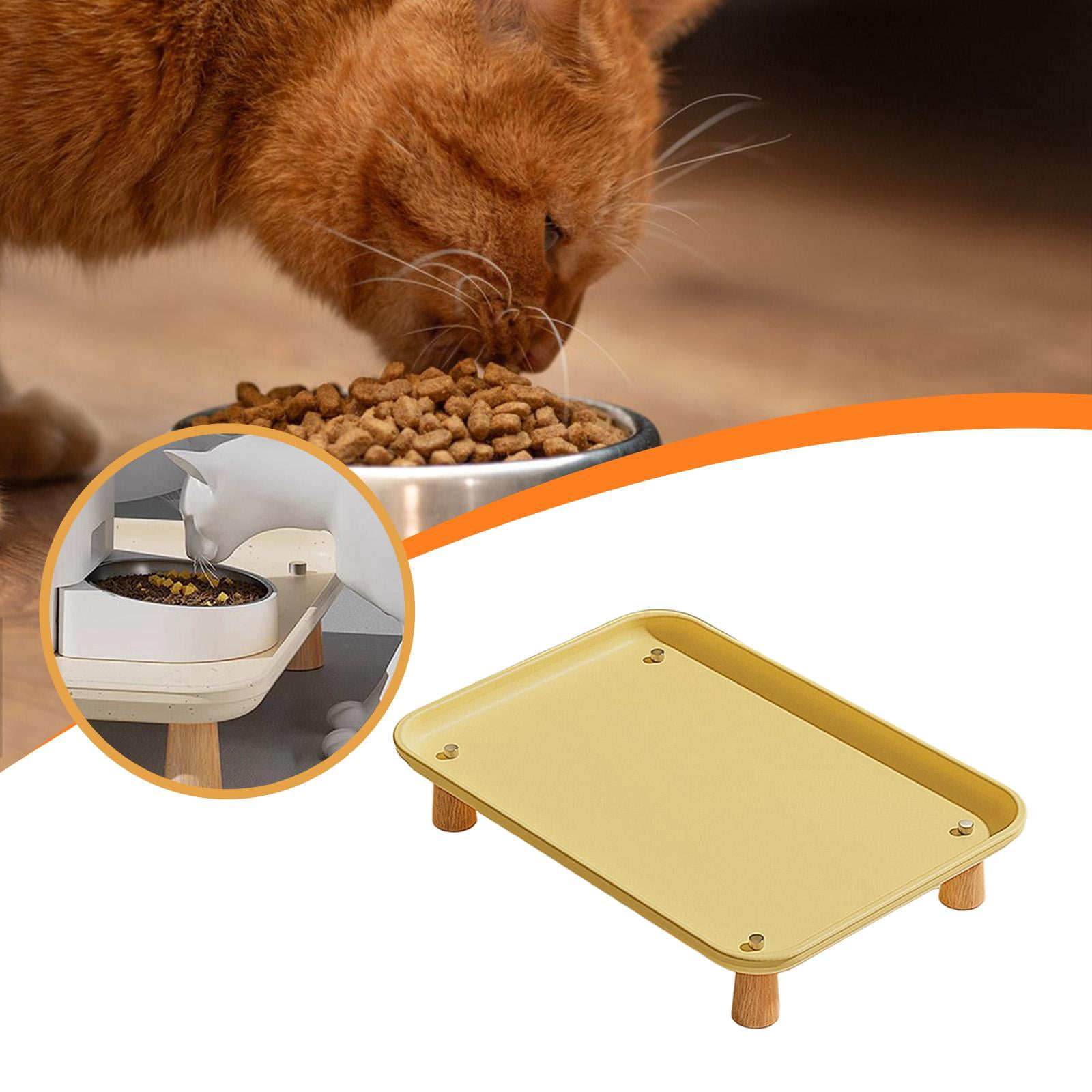 CarpNettore Cat Bowl Stand Elevated Holder Washable Protect Neck Raised Pet Feeder Stand Yellow