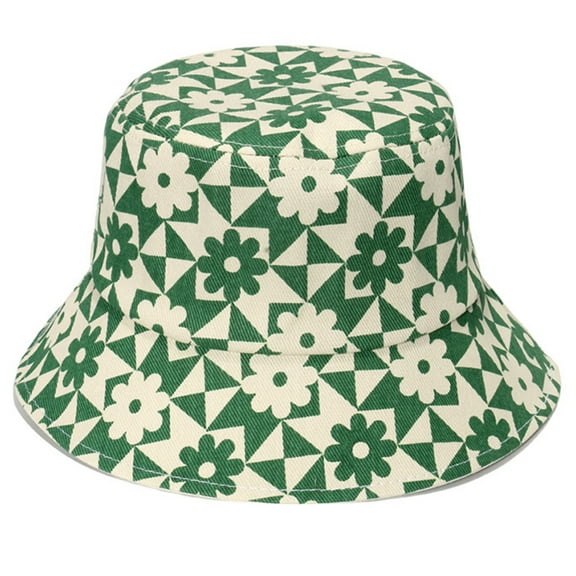 ZPAQI Fashion Plaid Flowers Bucket Hat Portable Fisherman Cap Birthday Festival Gift