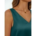 thumbnail image 5 of Women Silk Satin Tank Top V Neck Summer Sleeveless Shirt Business Casual Dressy Outfit Vacation Clothes Dark Green L, 5 of 6