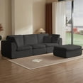 thumbnail image 5 of CARZZI LIFE Cloud Couch – Boneless Modular Sectional Sofa with Ottoman, Oversized Sectional Couches for Living Room, Deep Seat, Soft Chenille Fabric, Modern L-Shaped Lounge,U-Shaped Sectionals,Gray, 5 of 10