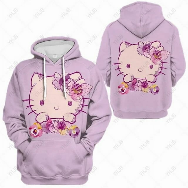 Hello Kitty Mignon Kitty Automne/hiver Chandail Imprimé pour Femmes Mode Décontractée Chandail à Capuche