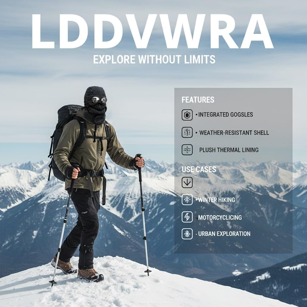 Winter Thermal Hat with Glasses Winter Pilot Hat Trapper Hats Goggles and Face Mask Outdoor Sport Ski