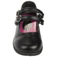 thumbnail image 4 of Petalia Girls' School Shoes with Double Mid strap and Floral Shaped Buckle Accent - Black, 2, 4 of 5