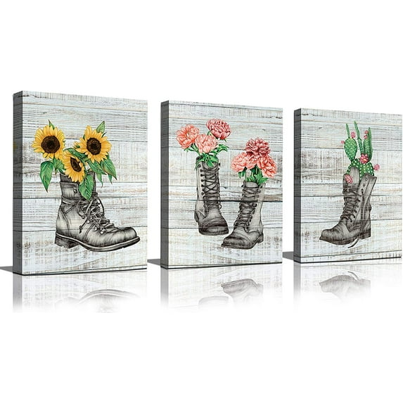 Canvas Wall Art for Living Room Bedroom Kitchen Artwork Sunflower Red Flowers Cactus Creative shoes Painting Prints Watercolor Home Office Wall Decor