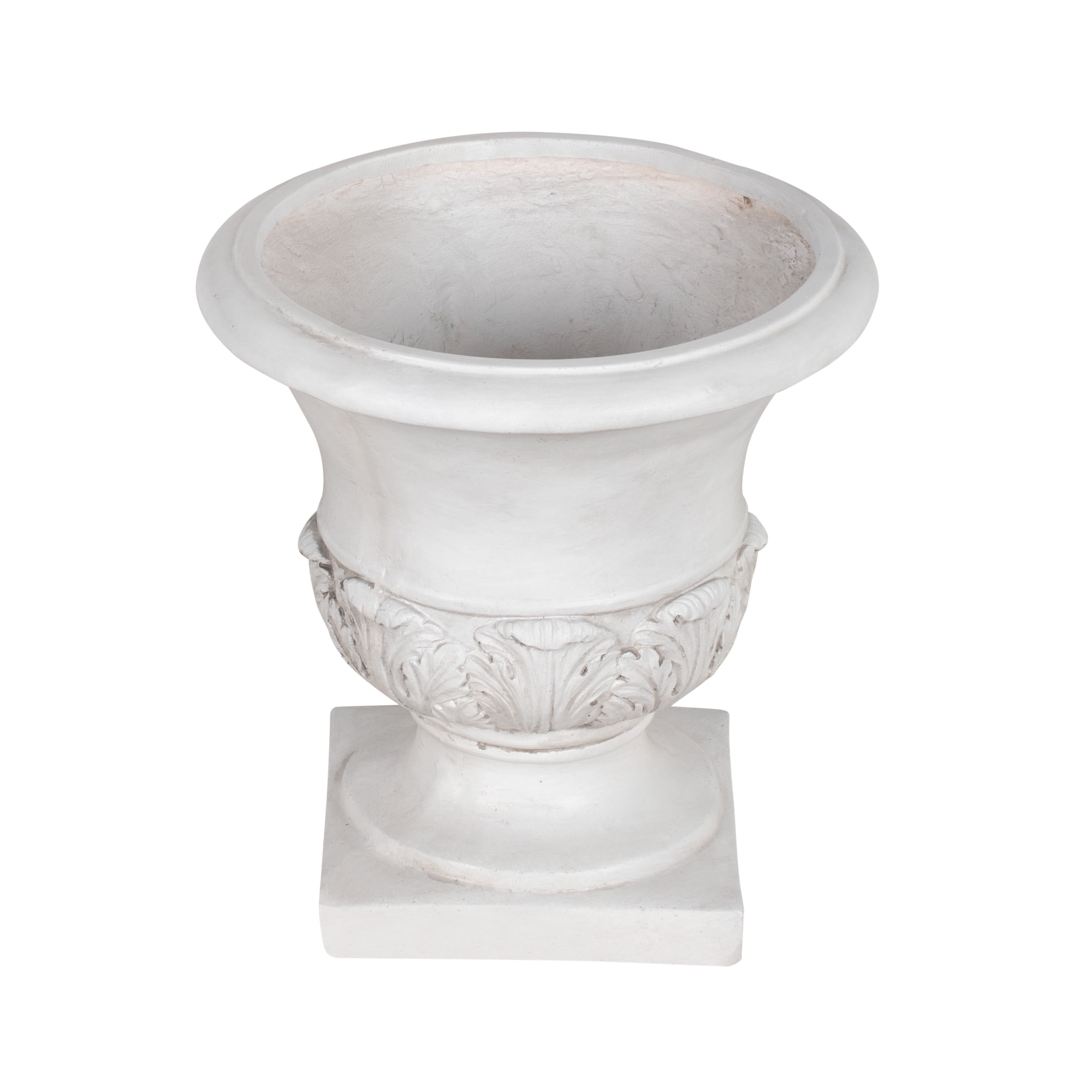 Christopher Knight Home 18" Classical Pedestal Urn Planter, Outdoor Acanthus Leaf Flower Pot, Antique White