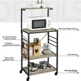 thumbnail image 4 of Yaheetech Kitchen Baker's Rack on Wheels Microwave Stand Cart with Side Hooks, Gray, 4 of 9