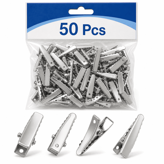 50pcs Alligator Hair Clips, 25mm Small Metal Hair Clip for Bow Making Mini DIY Hairdressing Clamp Small Crocodileclip for Teeth Bows Crafts Accessories Arts Supplies