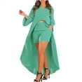 thumbnail image 2 of QLEICOM Womens Irregular Hem Shirt, Plus Size Summer Flared Sleeve T-shirt, Fashion Crewneck Short Sleeves Summer Leisure Tunic Tops Pullover Blouse Mint Green XXL, 2 of 5