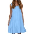 thumbnail image 2 of fartey Robe Décontractée pour Femmes Été Unie Col Rond à Étages Ample Robe Débardeur Sans Manches Ligne A Confortable Midi Robe de Plage, 2 of 6