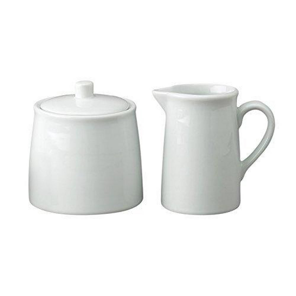 HIC Classic Porcelain Sugar and Creamer Set for Coffee and Tea, White