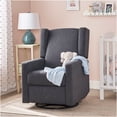 thumbnail image 4 of Charcoal Fabric Swivel Recliner Chair with Push Back Reclining, Wingback Design for Small Space Living Room, Bedroom, RV, 4 of 10
