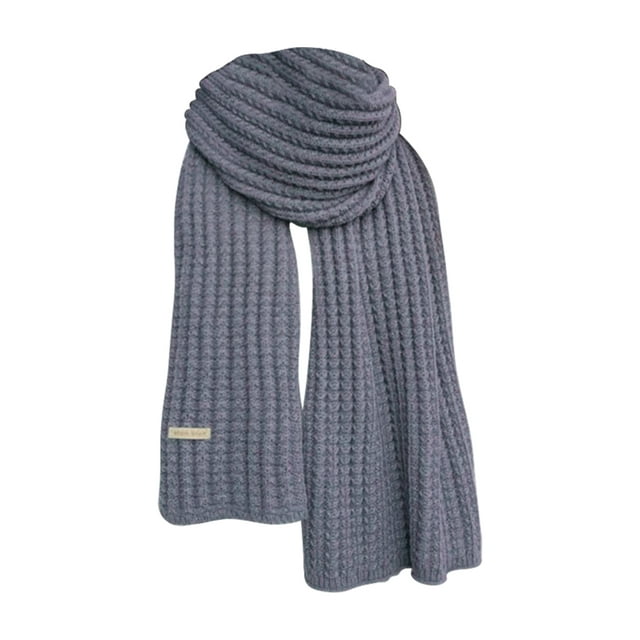 Solid Color Scarf Women's Fall Winter Scarf Knitted Windproof Elastic Thickened Solid Color Warm Soft Japanese Style Cozy Wide Long Neck Protection