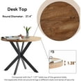 thumbnail image 5 of NORDICANA 3 Pieces 37-Inch Round Dining Table and Upholstered Chairs for Two Person, MDF Table-top, Light Brown Fuzzy Sherpa Armchairs with Black Metal Leg for Kitchen, Reception Room, 5 of 9