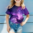 thumbnail image 2 of Toddler Girl Shirt Galaxy Print Fashion Short Sleeve T Shirts Crew Neck Tee Shirt T-Shirts To Big Kid Purple,6-7 Years, 2 of 4