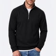thumbnail image 5 of Men's Quarter Zip Pullover Sweatshirt Zip Long Sleeve Casual Warm Soft Fall Winter Outdoor Top with Stand Collar Black 3XL, 5 of 5