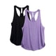 thumbnail image 1 of icyzone Camisetas sin mangas de entrenamiento para mujer – Camisetas atléticas de yoga con espalda cruzada para correr, ajuste holgado (XL negro/lavanda), 1 of 5