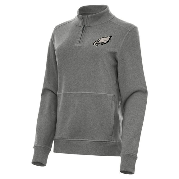 Women's Antigua  Heather Black Philadelphia Eagles Crush Quarter-Zip Top