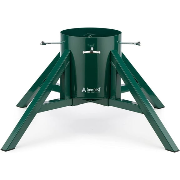 Tree Nest Stand Base Modern Design for 10ft Christmas Tree Steel Stable Decor (Large,Green)