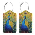 thumbnail image 3 of Honeii Peacocks Print Leather Luggage Tag for Suitcases,ID Tags,Bag Tags for Luggage,Functional Travel Tag-4 PCS, 3 of 5