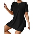 thumbnail image 3 of Women'S 2 Pieces Short Sleeve Lounge Sets Oversized T-Shirts and Biker Shorts Black S, 3 of 7