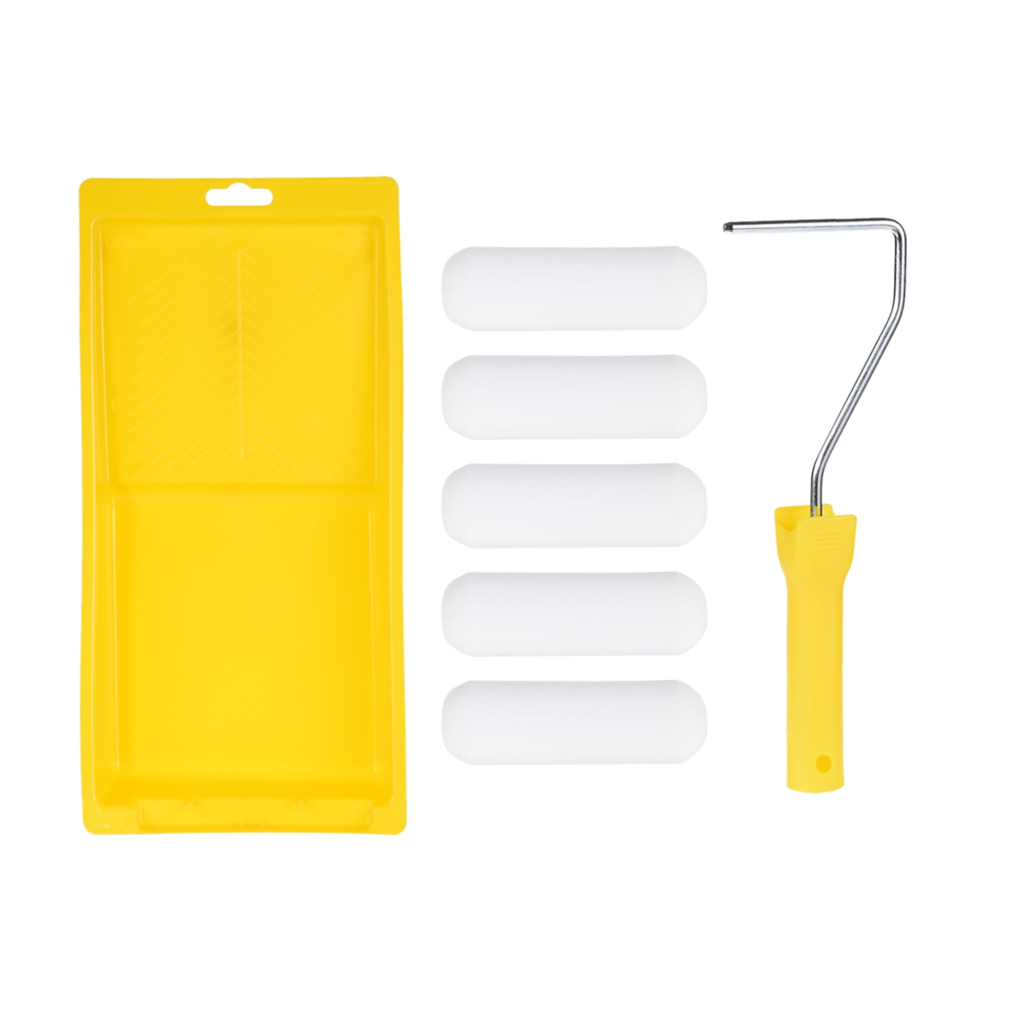 Uxcell 4 Inch Paint Roller Covers with Paint Roller Frame and Paint Tray 1 Set