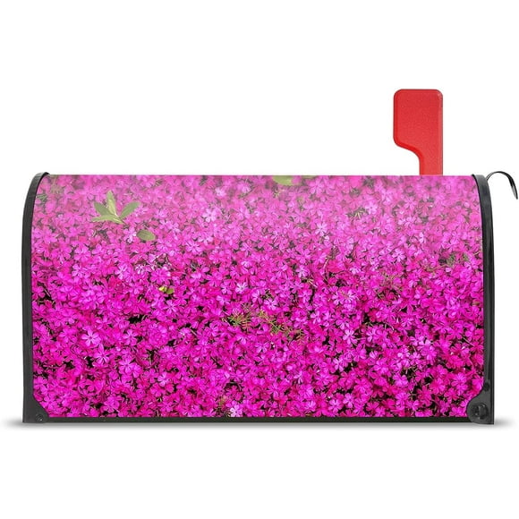 Floral Mailbox Cover Decoration with Magnetic Decorative Mailbox Cover Gorgeously Pink Creeping Phlox for Patio Lawn Outside Seasonal and Holiday Mailbox Wrap Decor, Standard Size 21" x 18"