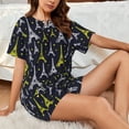 thumbnail image 6 of Womens Pajama Sets With Pocket, glod Eiffel Tower Lounge Sets Short Sleeve Sleepwear PJ Sets for Women, 6 of 6