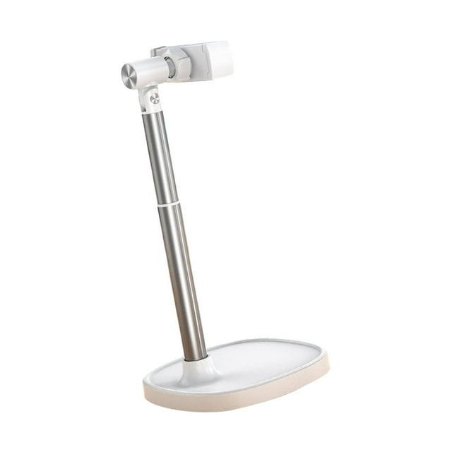 Soporte de teléfono ajustable para escritorio, altura ajustable, rotación de 360 grados. Blanco
