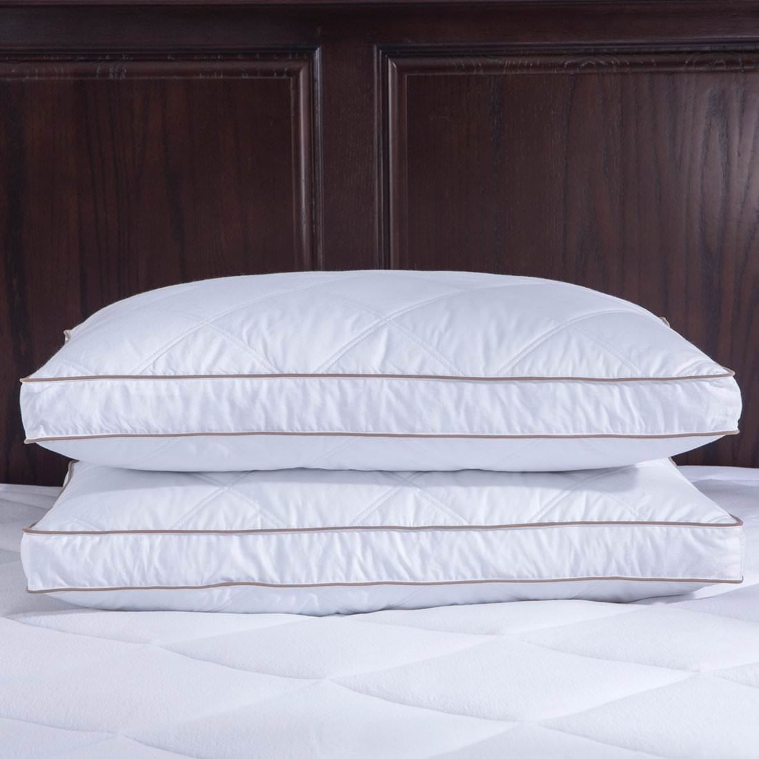 Puredown Goose Feather and Down Pillow, 100 Cotton Fabric, Gusset