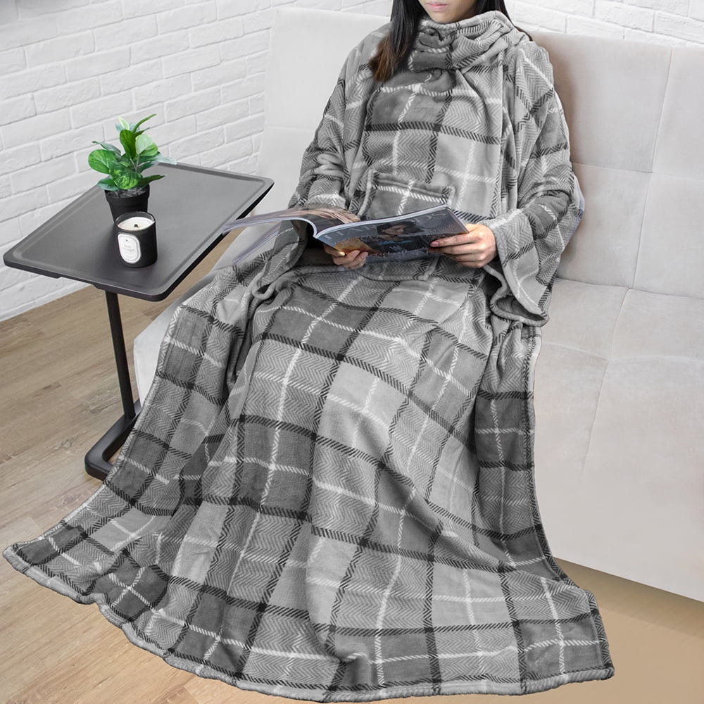 Premium Fleece Blanket with Sleeves for Adult, Women, Men Warm, Cozy