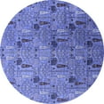 thumbnail image 1 of Ahgly Company Indoor Round Oriental Blue Industrial Area Rugs, 3' Round, 1 of 4