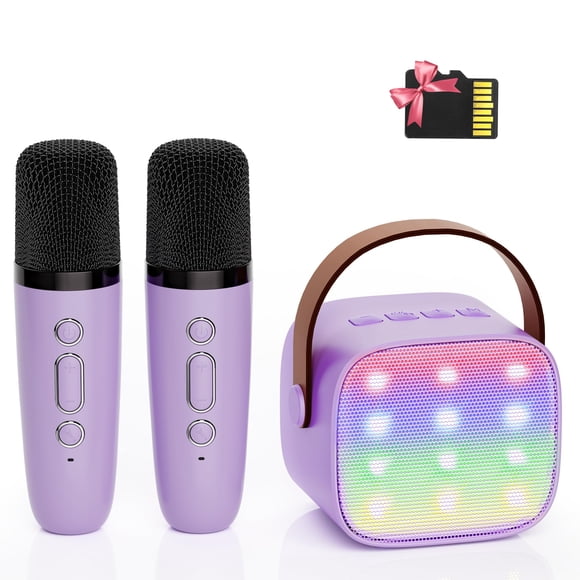 Máquina de karaoke YLL Kids con 2 micrófonos para niñas, color morado