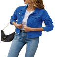 thumbnail image 1 of Aunavey Women‘s Basic Button Down Long Sleeve Stretchy Jean Trucker Denim Jacket, 1 of 8